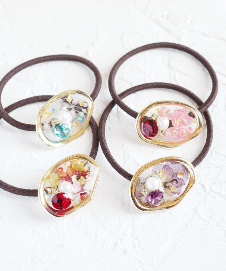 JUNO Birthday Stone Colour Dry Flower Hair Tie - 12 kinds