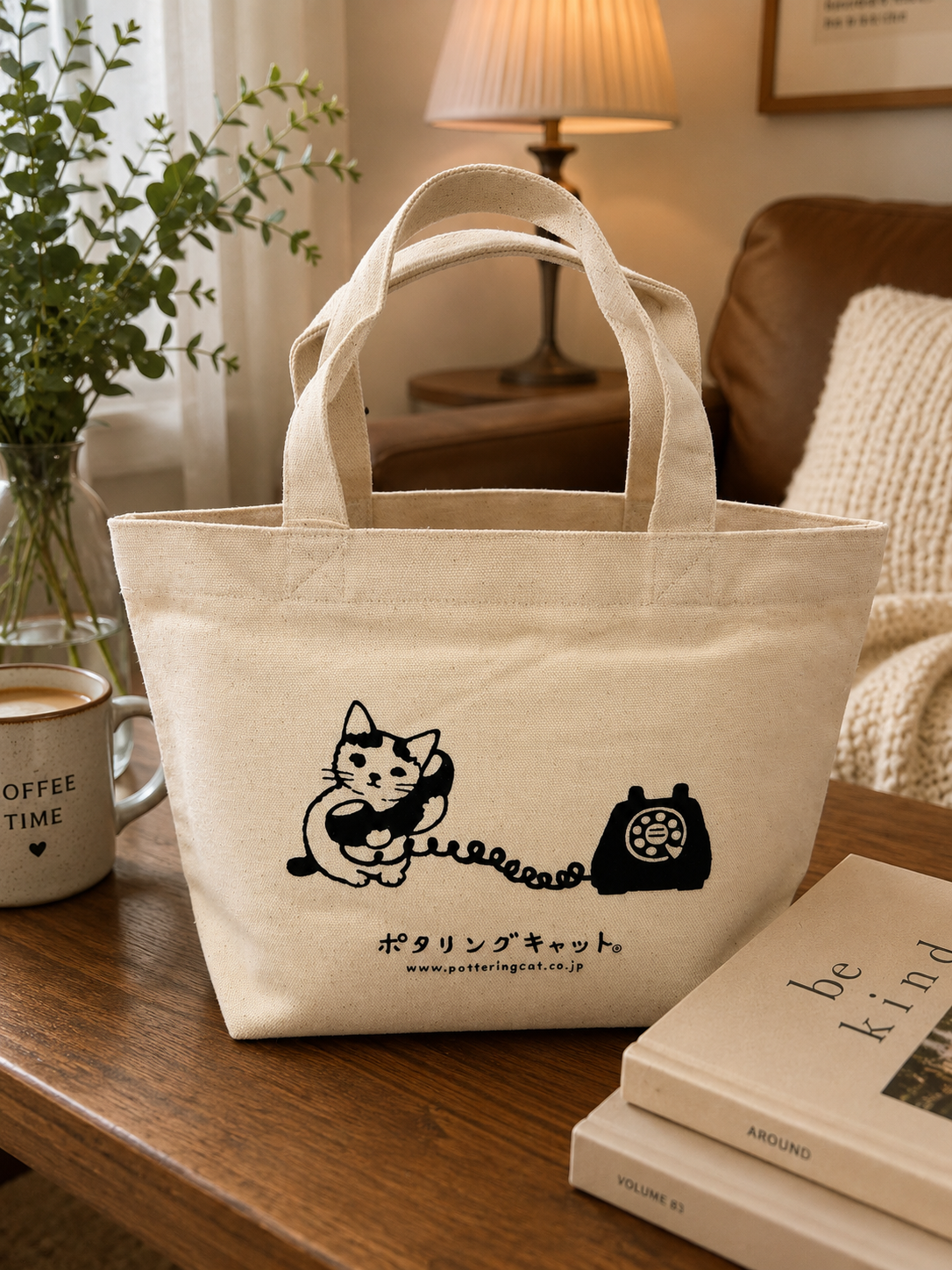 Pottering Cat - Canvas bag - "Telephone"