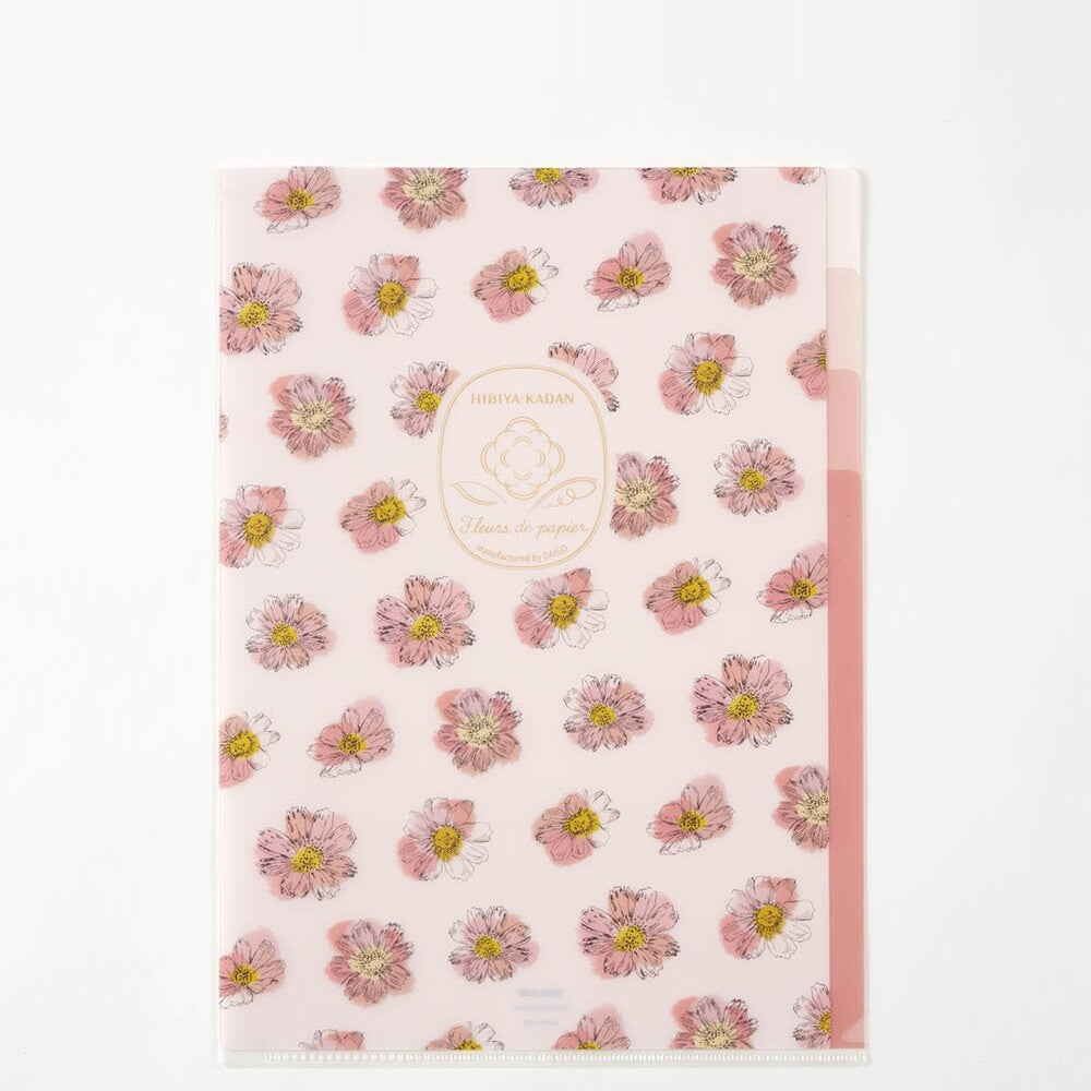 Hibiya Kadan 日比谷花壇 Fleur de papier A4 3-layer folder - Pink / Purple / Yellow