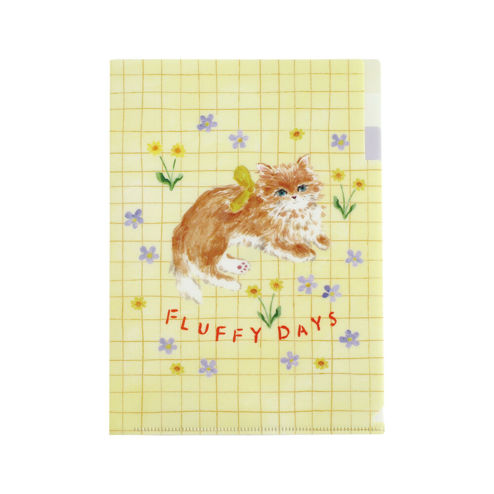 Haruka Toshimitsu 利光春華 A5 Plastic Folder - Yellow Ribbon Cat