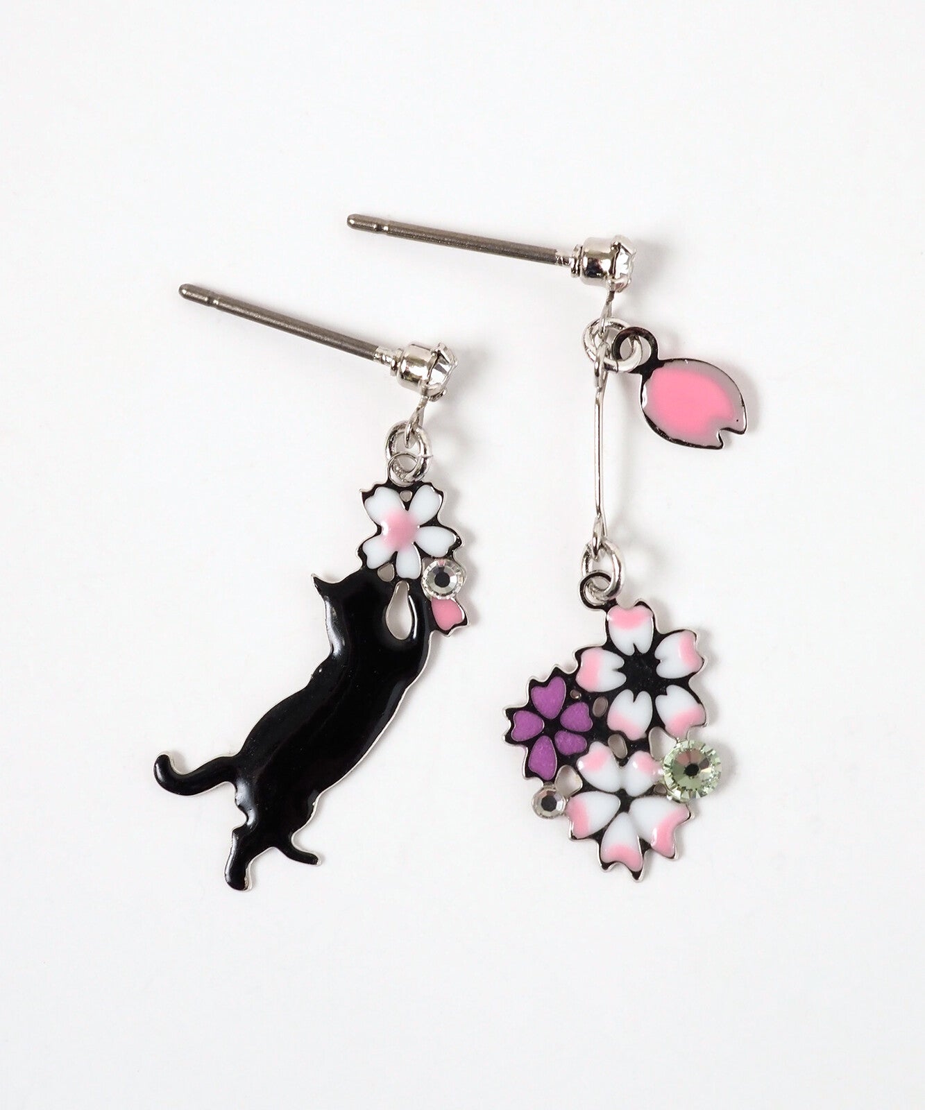 Cat & Cherry Blossom Earrings 貓貓櫻花耳環