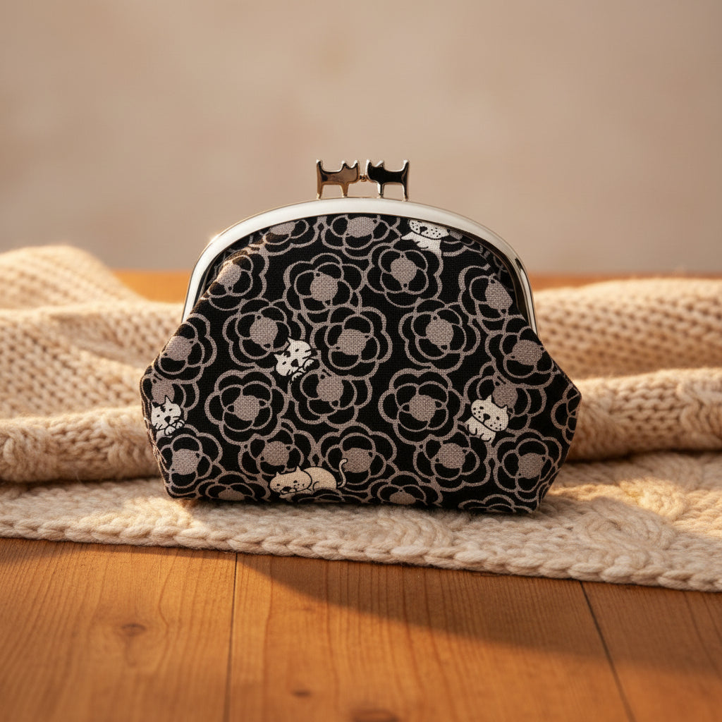 B-andyu Gamaguchi Purse 貓貓啪啪荷包仔 - Black & Grey