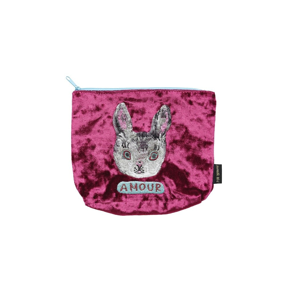 Nathalie Lete Velour Zip-up Pouch - Blanche