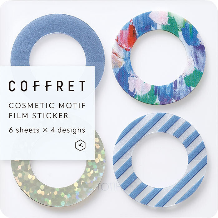 COFFRET Cosmetic motif film stickers - Peacock green / Lagoon blue / Lilac pink