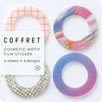 COFFRET Cosmetic motif film stickers - Peacock green / Lagoon blue / Lilac pink