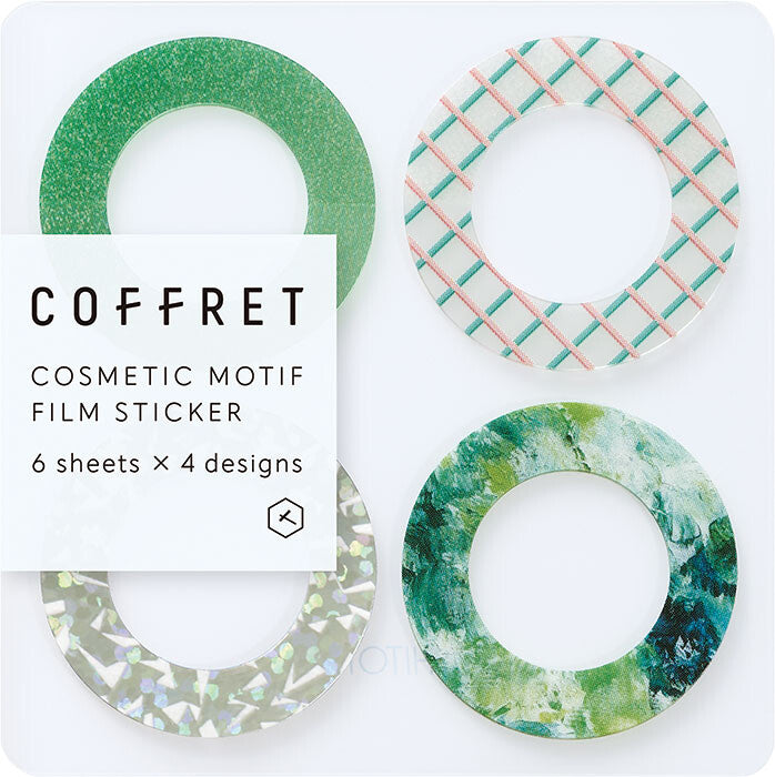 COFFRET Cosmetic motif film stickers - Peacock green / Lagoon blue / Lilac pink