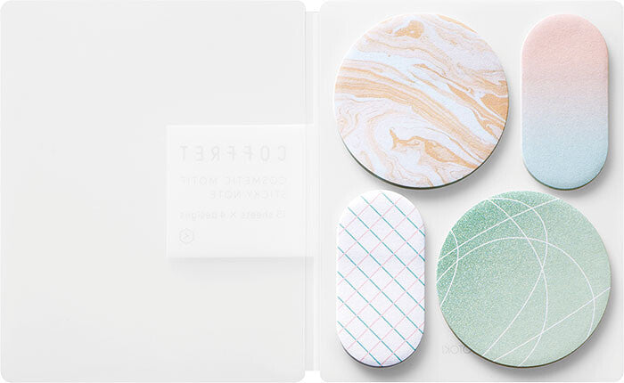 COFFRET Cosmetic Motif Sticky notes - Peacock green / Lagoon blue