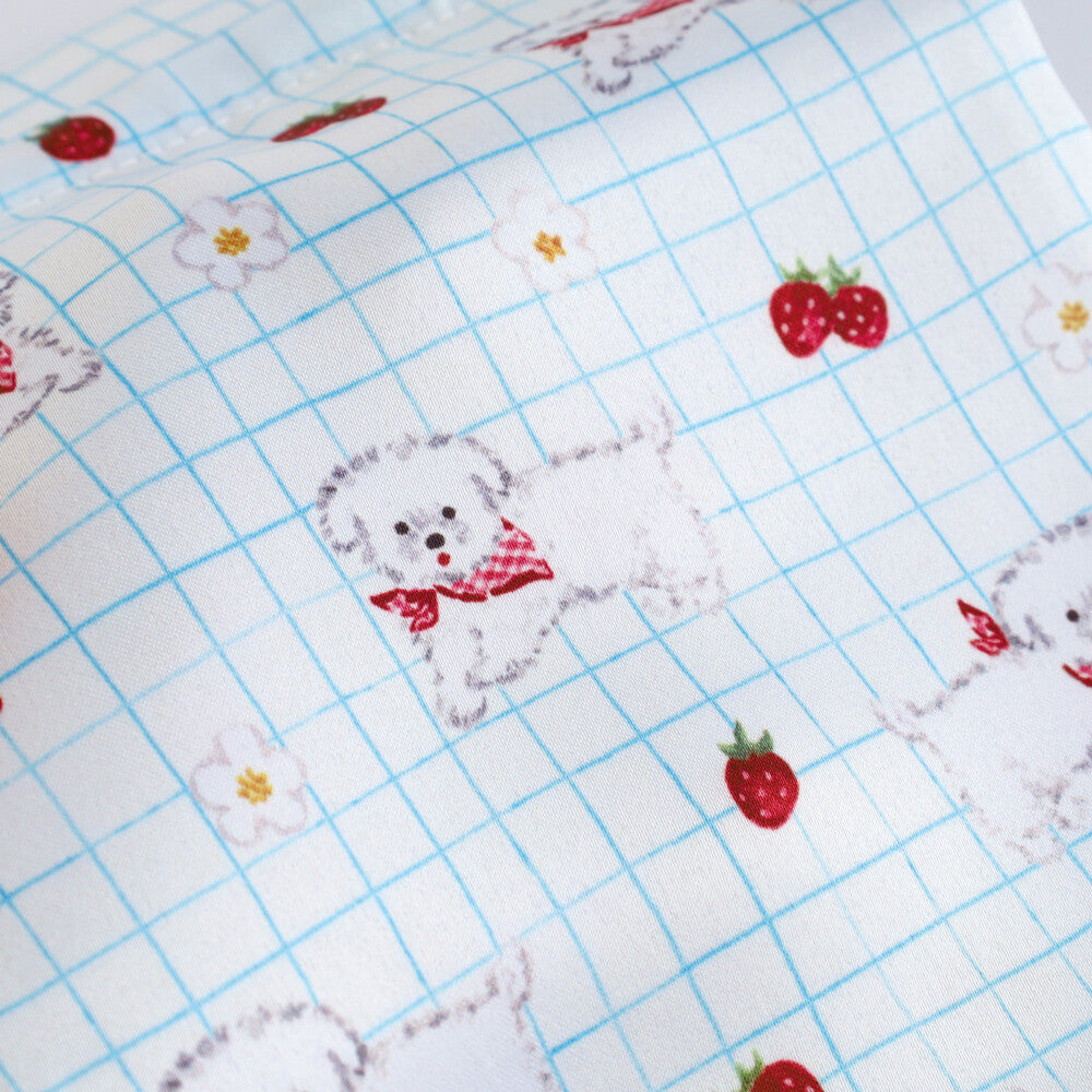Haruka Toshimitsu 利光春華 Satin Drawstring Pouch -Strawberry Dog
