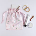 Haruka Toshimitsu 利光春華 Satin Drawstring Pouch - Tulip Cat
