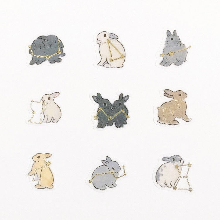 Schinako Moriyama 森山標子 Flake Seals 金箔貼紙 ~ Rabbit