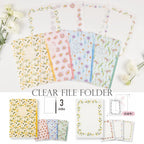 Hibiya Kadan 日比谷花壇 Fleur de papier A4 3-layer folder - Pink / Purple / Yellow
