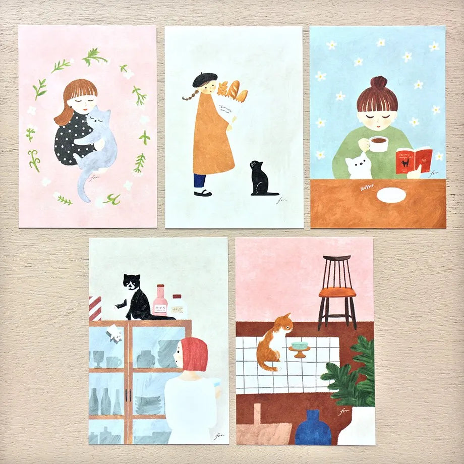 Mariko Fukuoka 福岡麻利子 Postcard Set - Meow