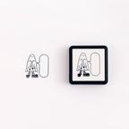 <Wearing Shoes Ghost> Portable Push-Button Stamp - Oshaberi