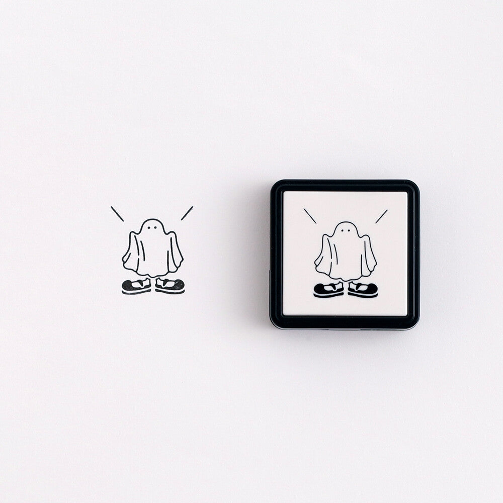 <Wearing Shoes Ghost> Portable Push-Button Stamp - Boo