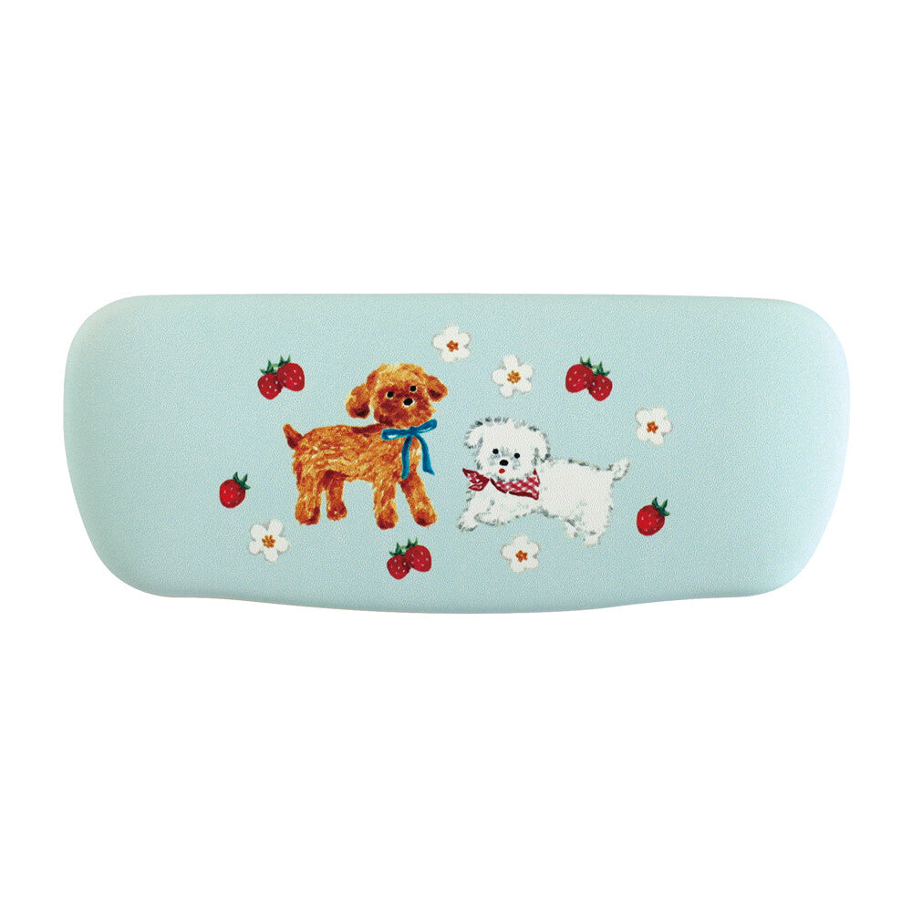 Haruka Toshimitsu 利光春華 Glasses Case with cloth 眼鏡盒連抹布 - Strawberry Dog & Blue Ribbon Dog
