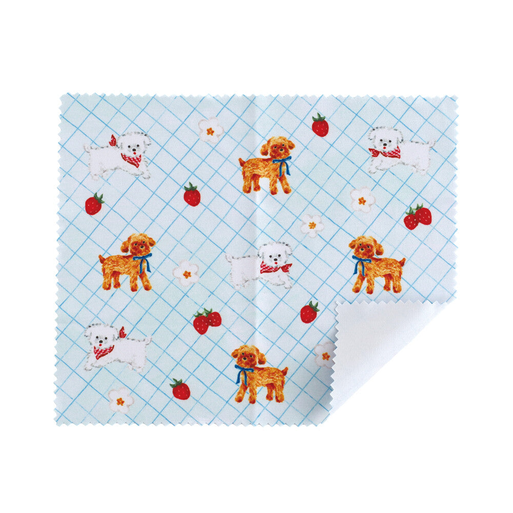 Haruka Toshimitsu 利光春華 Glasses Case with cloth 眼鏡盒連抹布 - Strawberry Dog & Blue Ribbon Dog