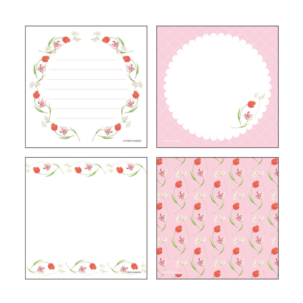 Hibiya Kadan 日比谷花壇 Memo Pad - Mimosa & Eucalyptus / Tulip & Leucocoline