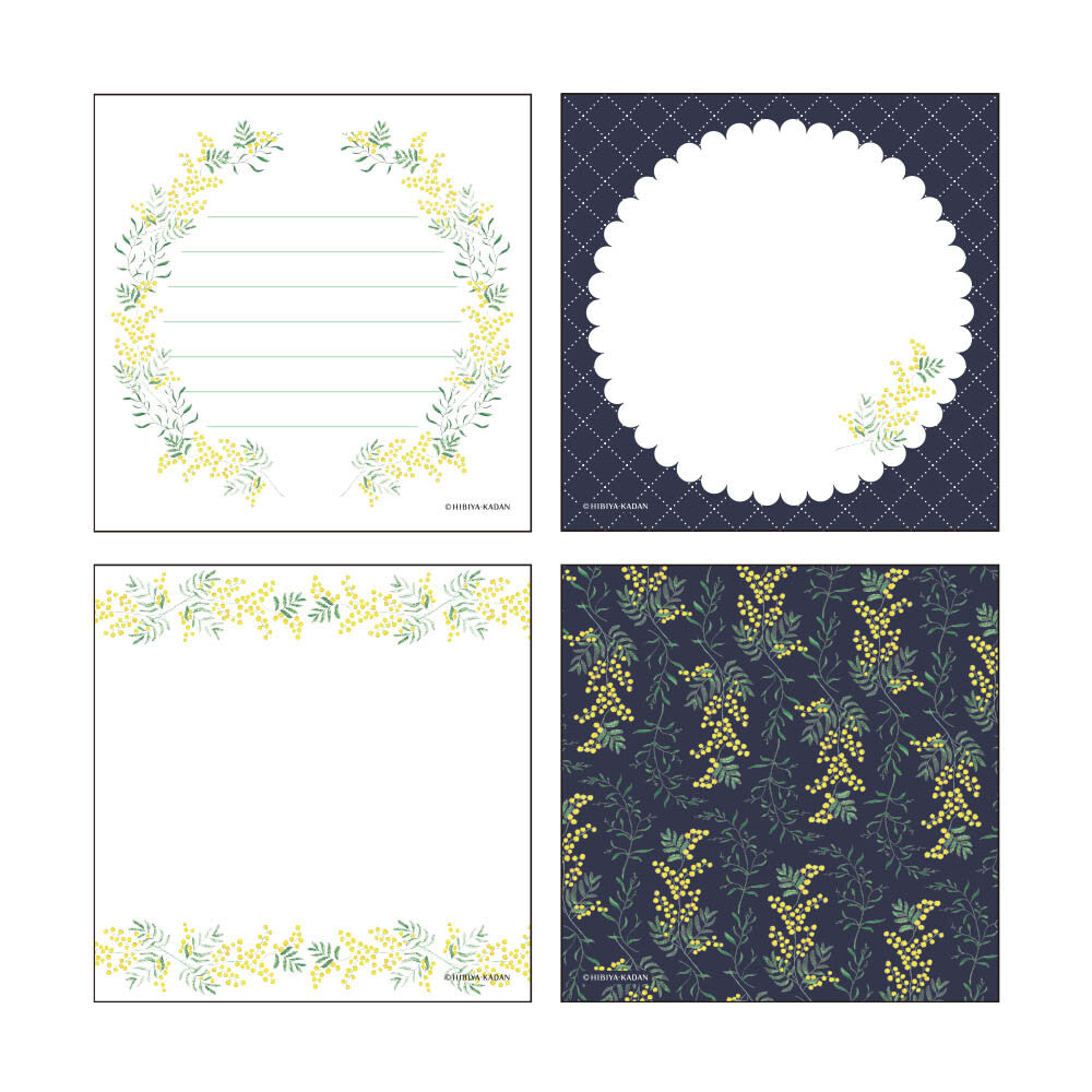 Hibiya Kadan 日比谷花壇 Memo Pad - Mimosa & Eucalyptus / Tulip & Leucocoline