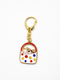 Pottering Cat Keyring - Polka dots bag