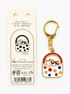 Pottering Cat Keyring - Polka dots bag