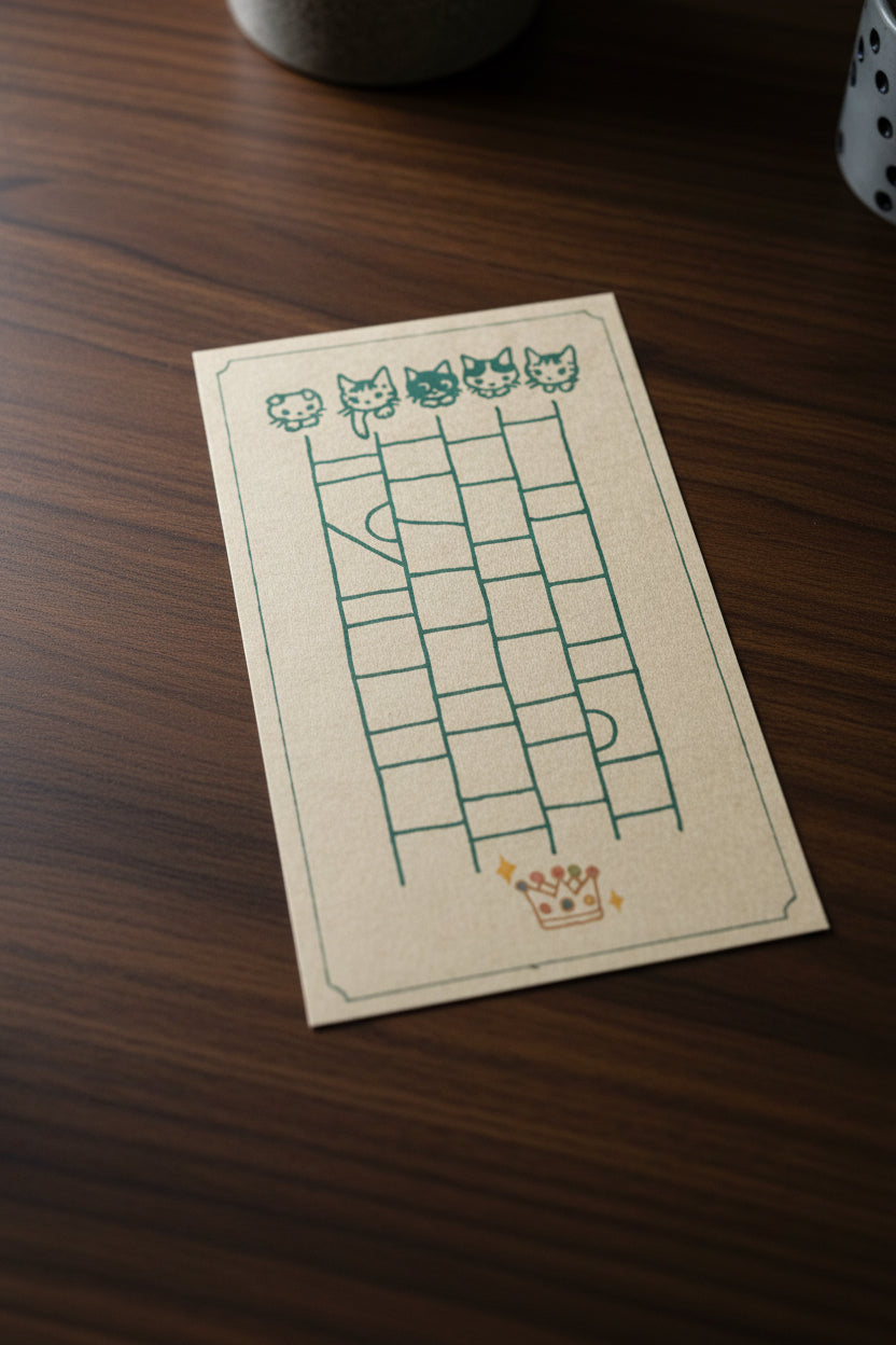 Pottering Cat - Amidakuji Cards 畫鬼腳 !  (Set of 4)