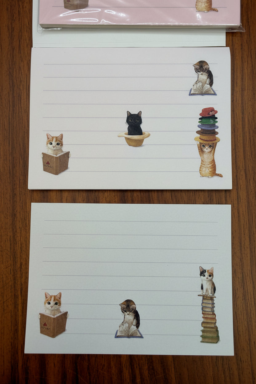 Pottering Cat Notepad - "Hat and Reading"