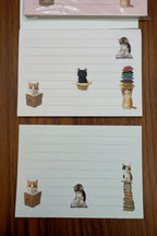 Pottering Cat Notepad - "Hat and Reading"