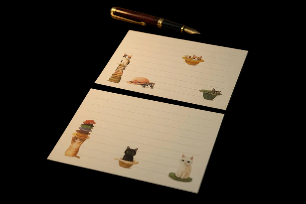 Pottering Cat Notepad - "Hat and Reading"