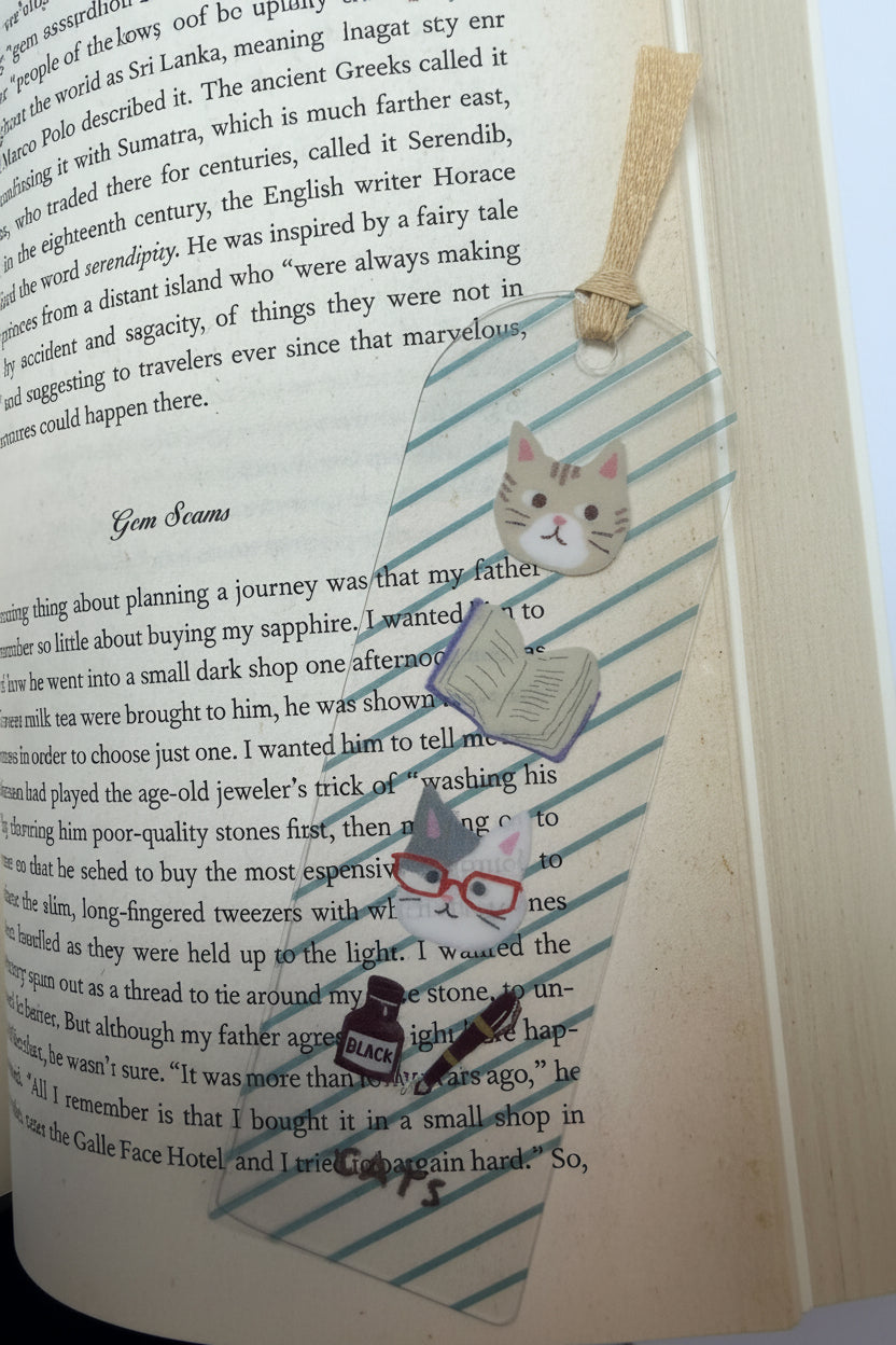 HONTOWATASHI Series Clear Book Mark 透明書籤 - Cat (4 Designs)