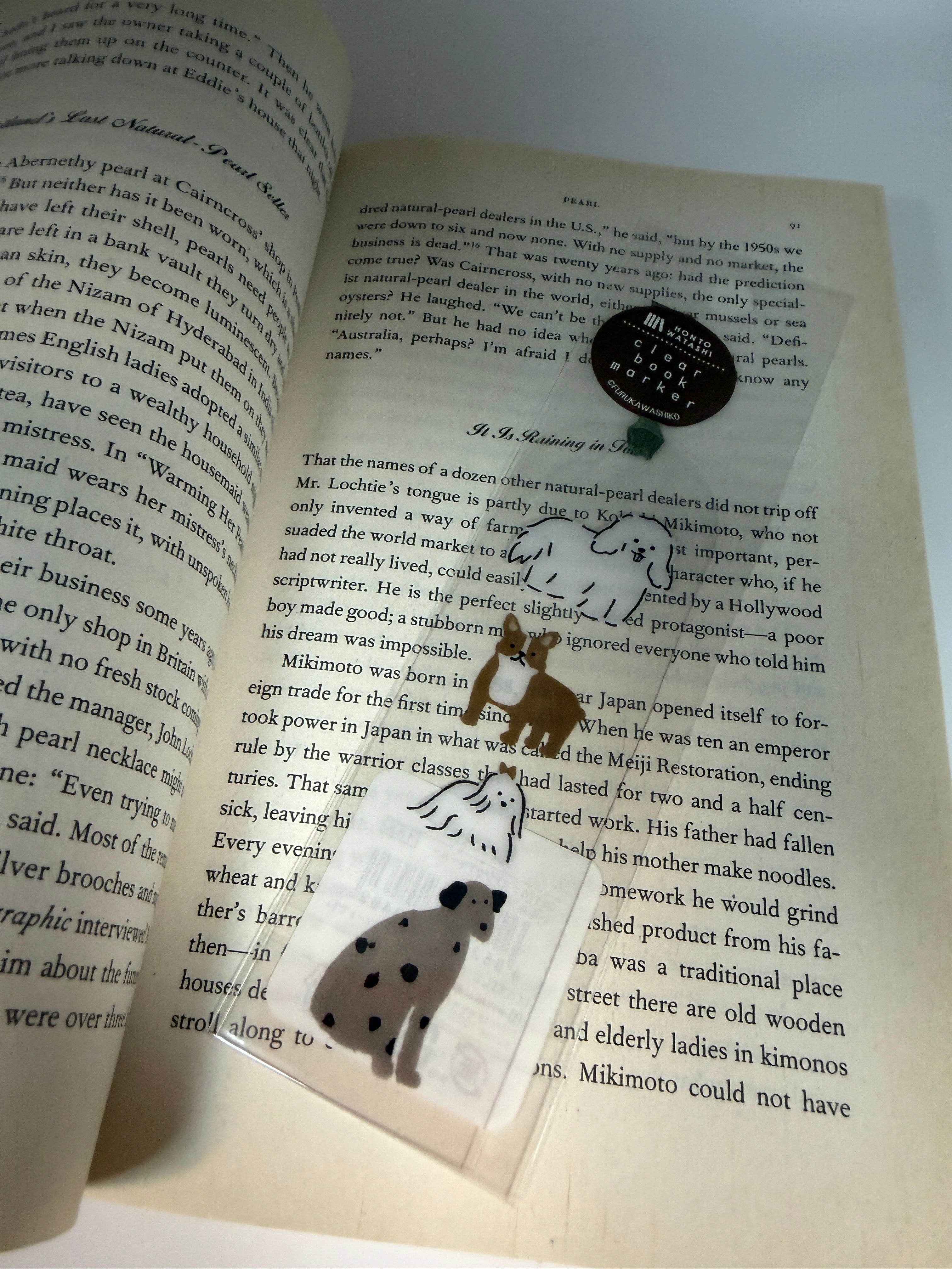 HONTOWATASHI Series Clear Book Mark 透明書籤 - Dogs (2 Designs)