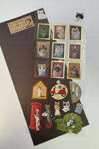 Pottering Cat Stamp Style Stickers - 4 designs