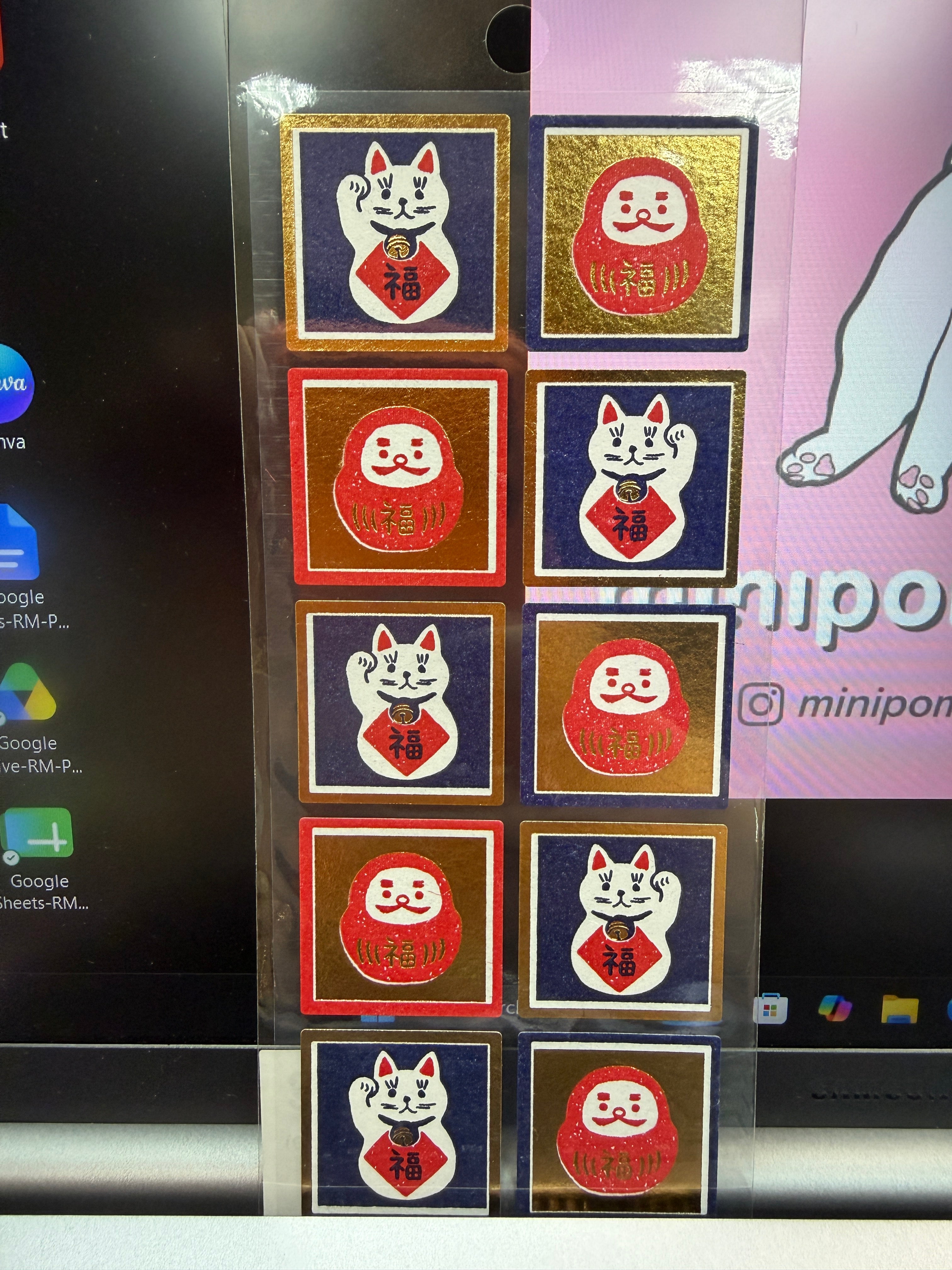 Gift-wrap Seal - Maneki-Neko Daruma 達摩招財貓