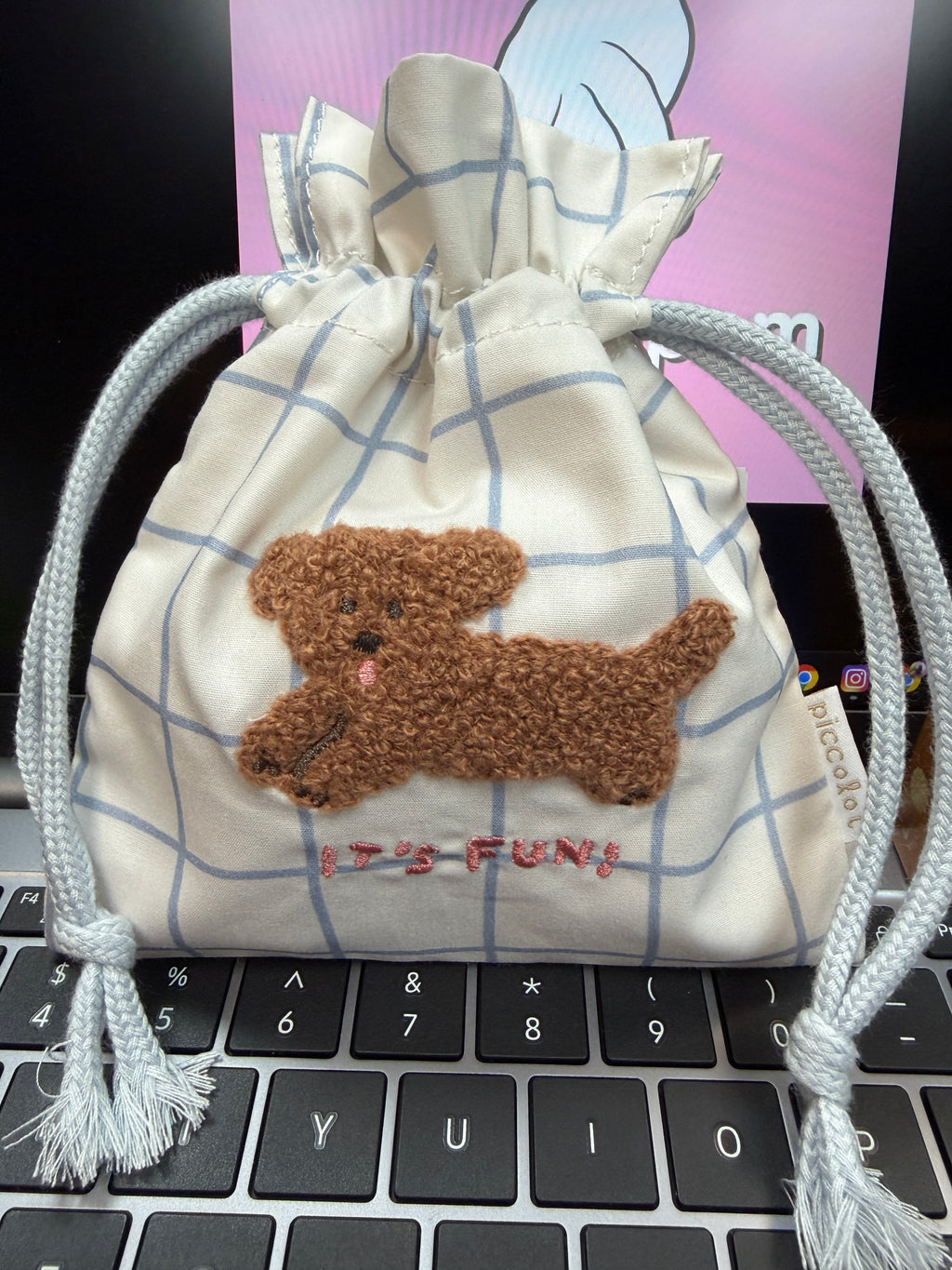 Q-LiA piccolot Little Drawstring Pouch + Coin Case - Dog