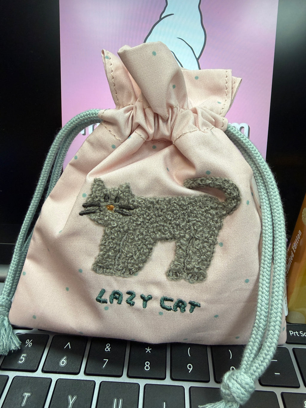 Q-LiA piccolot Little Drawstring Pouch + Coin Case - Cat
