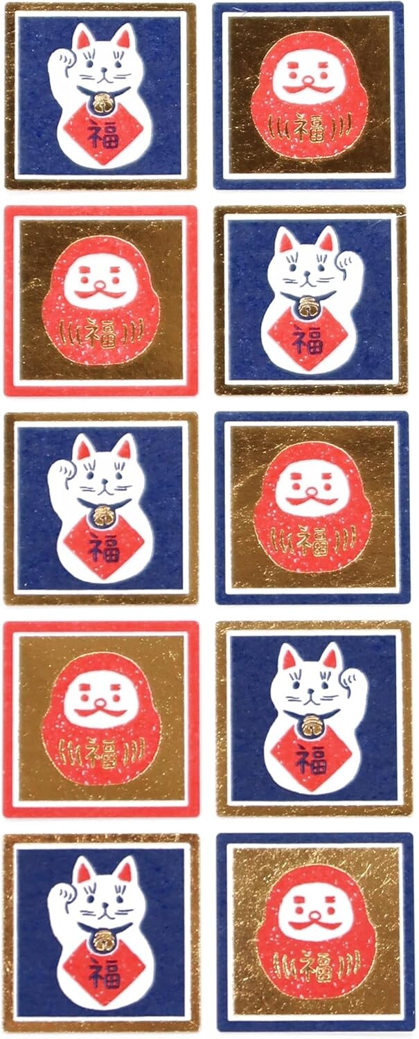 Gift-wrap Seal - Maneki-Neko Daruma 達摩招財貓