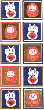 Gift-wrap Seal - Maneki-Neko Daruma 達摩招財貓