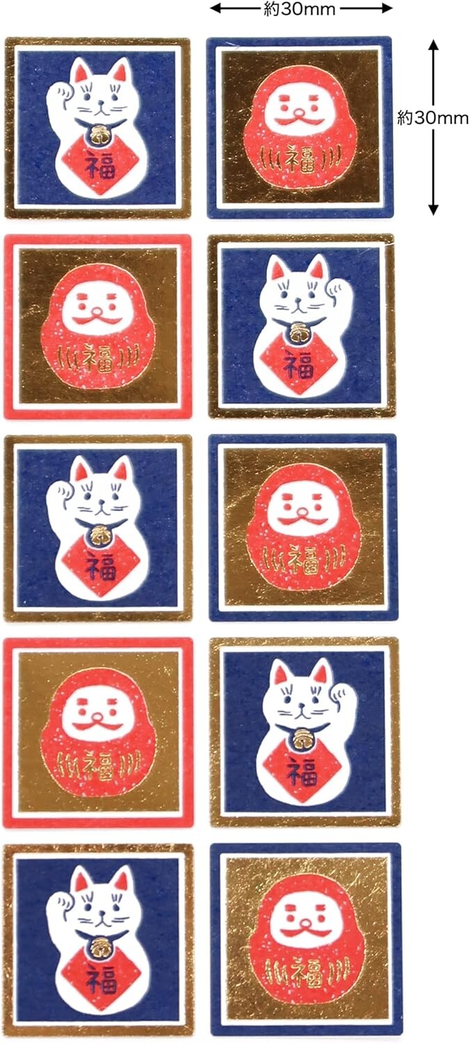 Gift-wrap Seal - Maneki-Neko Daruma 達摩招財貓