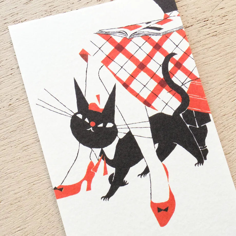 Kuroneko Design Ippitsusen Notepaper 一筆箋  - Black Cat Robin