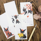 Kuroneko Design Ippitsusen Notepaper 一筆箋  - Black Cat Robin