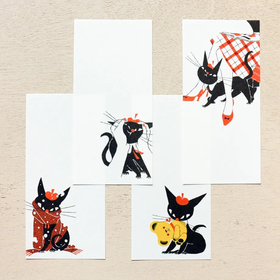 Kuroneko Design Ippitsusen Notepaper 一筆箋  - Black Cat Robin