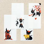 Kuroneko Design Ippitsusen Notepaper 一筆箋  - Black Cat Robin