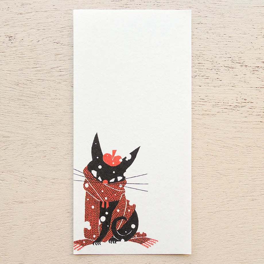Kuroneko Design Ippitsusen Notepaper 一筆箋  - Black Cat Robin