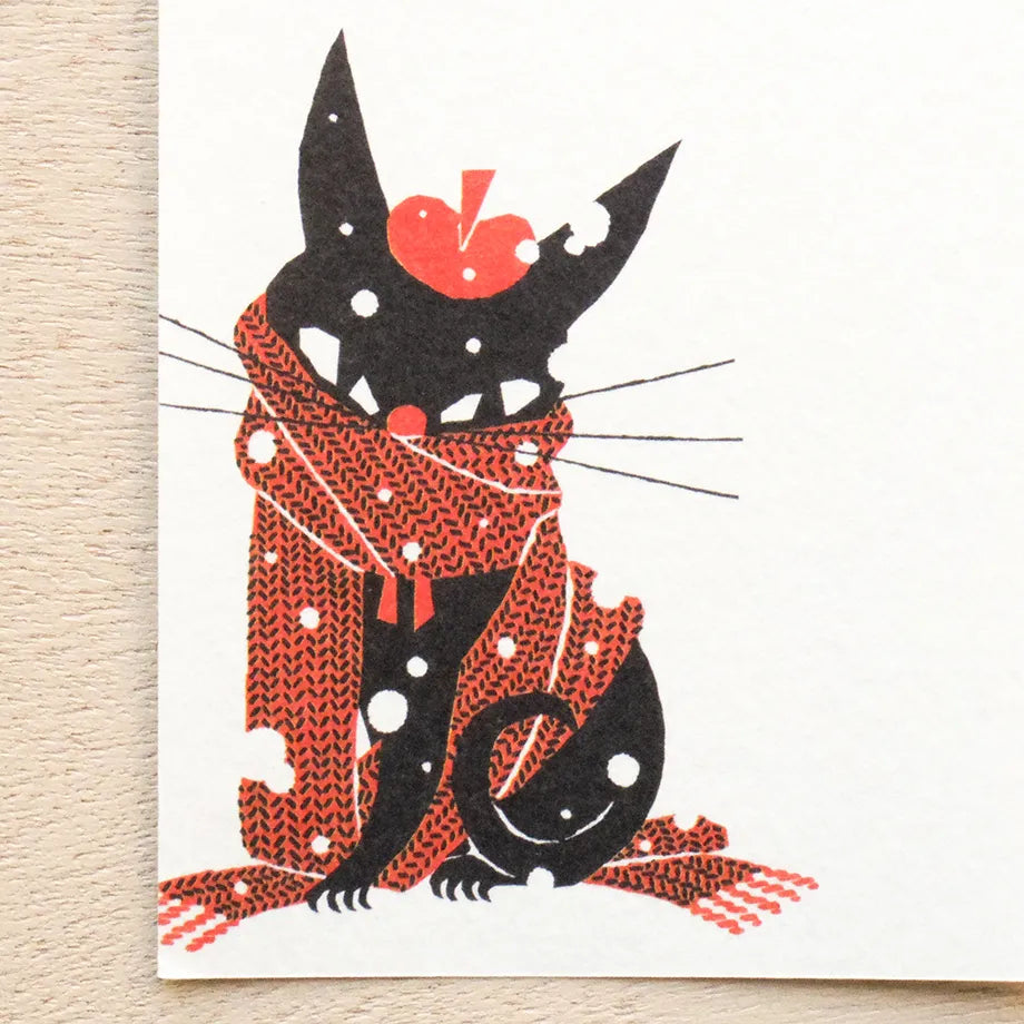 Kuroneko Design Ippitsusen Notepaper 一筆箋  - Black Cat Robin