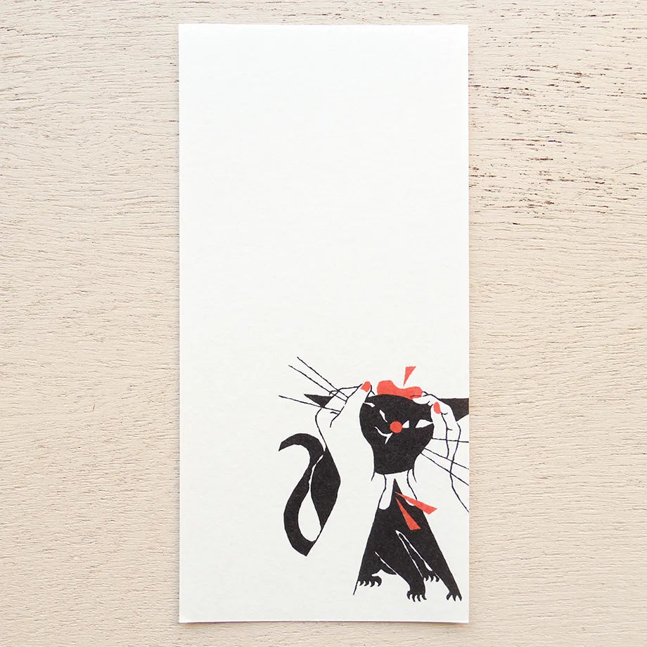 Kuroneko Design Ippitsusen Notepaper 一筆箋  - Black Cat Robin