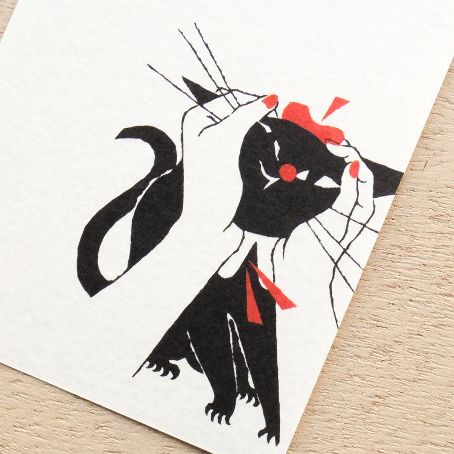 Kuroneko Design Ippitsusen Notepaper 一筆箋  - Black Cat Robin
