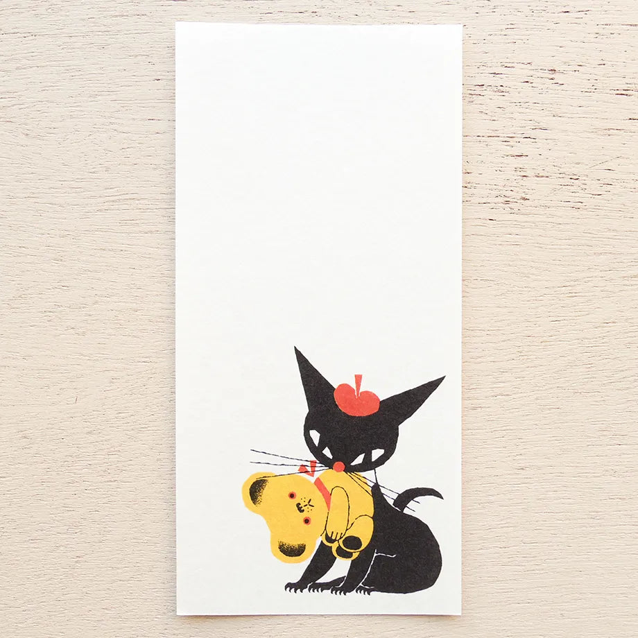 Kuroneko Design Ippitsusen Notepaper 一筆箋  - Black Cat Robin