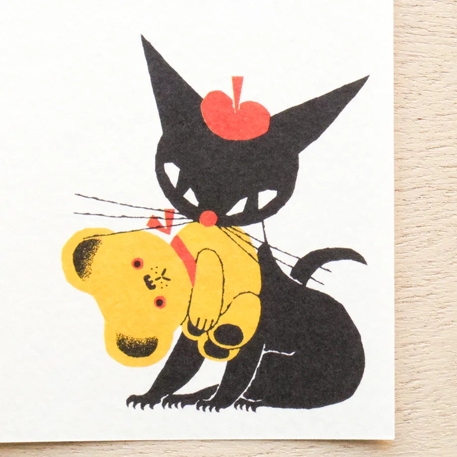 Kuroneko Design Ippitsusen Notepaper 一筆箋  - Black Cat Robin