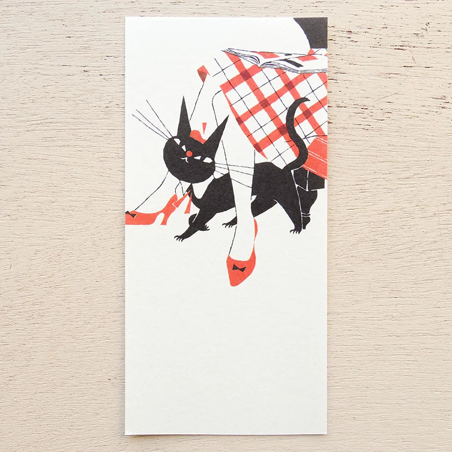 Kuroneko Design Ippitsusen Notepaper 一筆箋  - Black Cat Robin
