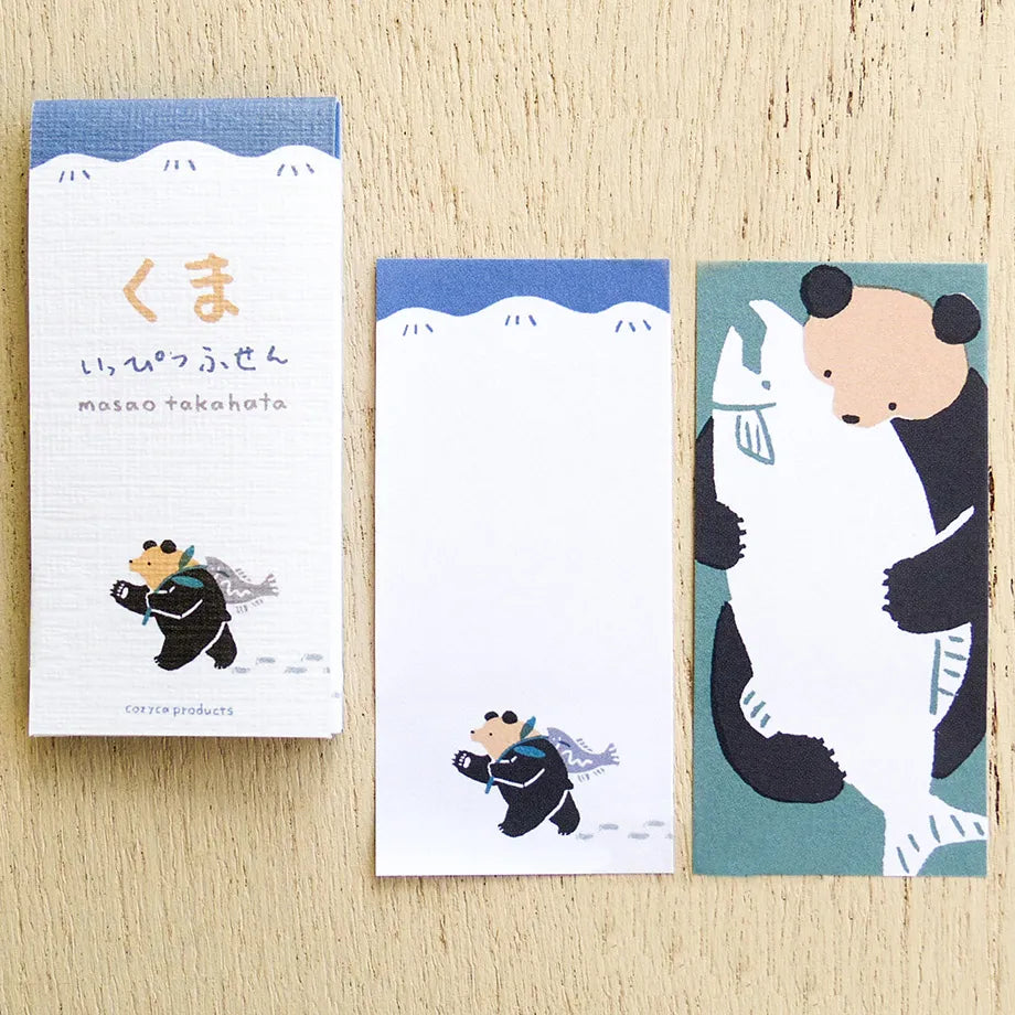 Masao Takahata 高旗将雄 One-Line Sticky Notes - Bear & Maneki Neko