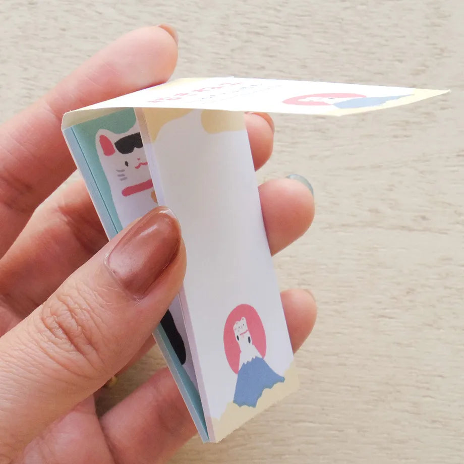 Masao Takahata 高旗将雄 One-Line Sticky Notes - Bear & Maneki Neko